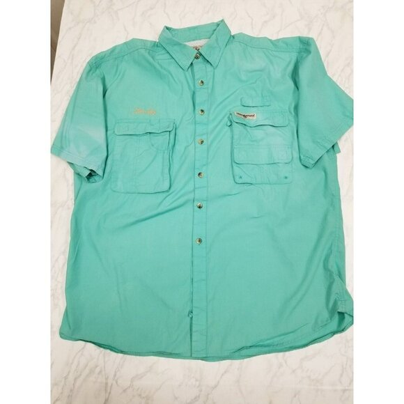 Hook and Tackle Mens fishing shirt XL Aqua Hi-Tech Fishing Shirt Vented-Pockets - Picture 9 of 16